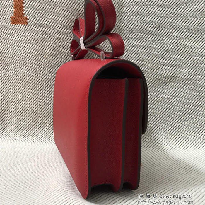 HERMES愛馬仕 H空姐包 進口原廠EP皮 頂級蜜蠟製作 街拍必備單品 大紅金銀 單肩斜挎包  Ama1552